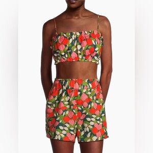 Trovata Birds of Paradis Brigette Floral Linen Bandeau Top, size S nwt